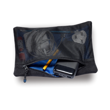 Load image into Gallery viewer, zipped backpack organiser - adult pencil case for cables, wires, chargers and the small things you have lying around inside your backpack