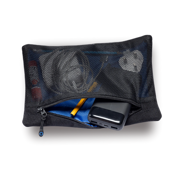 zipped backpack organiser - adult pencil case for cables, wires, chargers and the small things you have lying around inside your backpack
