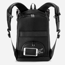 Load image into Gallery viewer, phone holder backpack secure zips hidden against back riutbag keys
